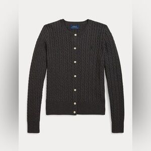 Polo by Ralph Lauren Women's Dark Gray Cable Knit Cardigan